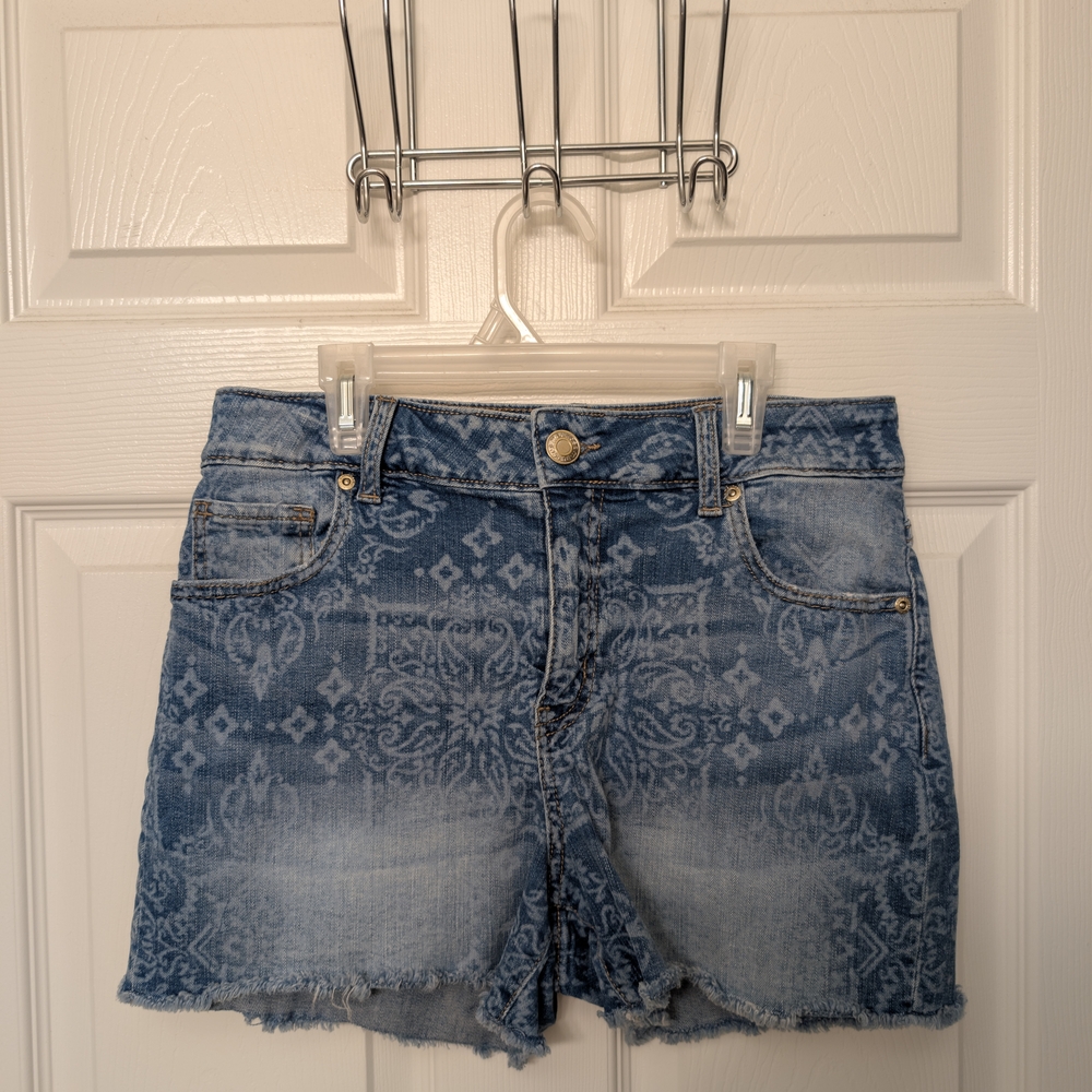 Women's Blue Denim Patterned Shorts